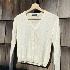 Brandy Melville white flower cardigan